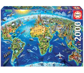 EDUCA Puzzle Mapa se světovými památkami / 2000 dílků / od 14 let