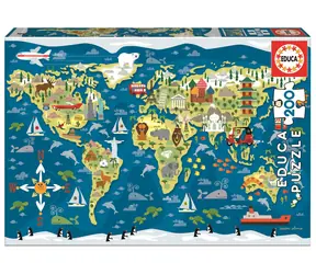 EDUCA Puzzle Mapa světa 200 / dílků / od 6 let