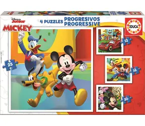 EDUCA Puzzle Mickey a přátelé 4v1 / (12 & 16 & 20 & 25 dílků) / od 3 let
