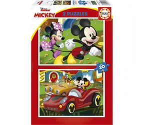 EDUCA Puzzle Mickey Mouse: Zábavní park / 2x20 dílků / od 3 let