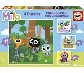 EDUCA Puzzle Milo 4v1 / (12 & 16 & 20 & 25 dílků) / od 3 let
