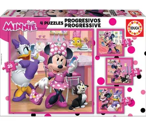 EDUCA Puzzle Minnie a Daisy 4v1 / (12 & 16 & 20 & 25 dílků) / od 3 let