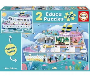 EDUCA Puzzle Outside Inside Výletní loď / 2x100 dílků / od 6 let