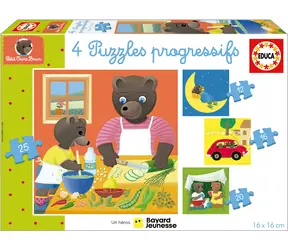 EDUCA Puzzle Petit Ours Brun 4v1 / (12 & 16 & 20 & 25 dílků) / od 5 let