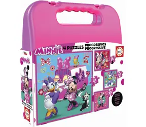 EDUCA Puzzle v kufříku Minnie a Daisy 4v1 / (12 & 16 & 20 & 25 dílků) / od 3 let
