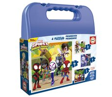 EDUCA Puzzle v kufříku Spidey a jeho úžasní přátelé 4v1 / (6 & 9 & 12 & 16 dílků) / od 3 let