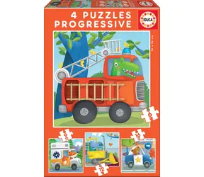 EDUCA Puzzle Zvířecí záchranáři 4v1 / (6 & 9 & 12 & 16 dílků) / od 3 let