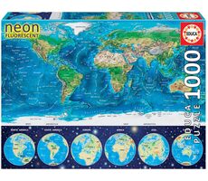 EDUCA Svítící puzzle Mapa světa 1000 dílků