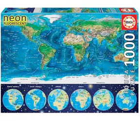 EDUCA Svítící puzzle Mapa světa 1000 dílků