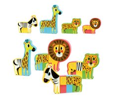 Vilac Dřevěné puzzle Veselé safari / od 2 let