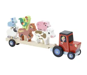 Vilac Dřevěný traktor se zvířátky na nasazování / od 2 let
