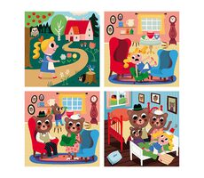 Vilac Dřevěné puzzle Zlatovláska 4 v 1 / od 2 let