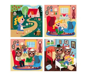 Vilac Dřevěné puzzle Zlatovláska 4 v 1 / od 2 let
