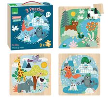 Vilac Dřevěné puzzle Světová zvířata / od 4 let