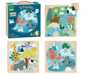 Vilac Dřevěné puzzle Světová zvířata / od 4 let