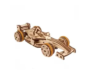 Ugears 3D dřevěné mechanické puzzle Compact Racer / 90 dílků / Obtížnost: Lehká / od 14 let