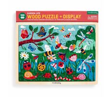 Mudpuppy Dřevěné puzzle: Život na zahradě + stojan / 100 dílků / od 5 let