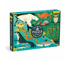 Mudpuppy Oboustranné puzzle Pozemní a mořští predátoři / 100 dílků / od 6 let