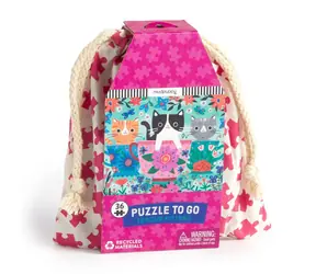 Mudpuppy Puzzle Koťata v hrnku na čaj v látkovém pytlíku / 36 dílků / od 3 let