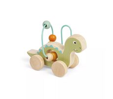 Bigjigs Toys Diplodokus na kolečkách s korálkovým labyrintem / od 12 měsíců