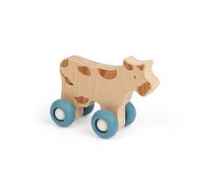 Bigjigs Toys Domácí zvířátko na kolečkách Kravička / od 12 měsíců