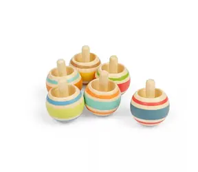 Bigjigs Toys Dřevěná káča s proužky 1 ks / od 3 let