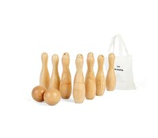 Bigjigs Toys Dřevěné kuželky / 12 dílků / od 2 let