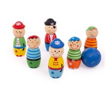 Bigjigs Toys Dřevěné kuželky Piráti / od 3 let