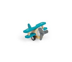 Bigjigs Toys Dřevěné natahovací letadlo Dvouplošník modrý / od 3 let