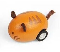 Bigjigs Toys Dřevěné natahovací zvířátko 1 ks Kočka oranžová / od 3 let