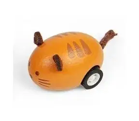 Bigjigs Toys Dřevěné natahovací zvířátko 1 ks Kočka oranžová / od 3 let