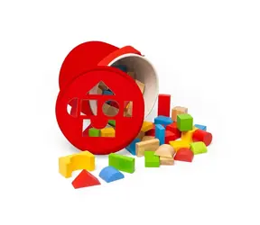 Bigjigs Toys První dřevěné kostky a vkládačka v bubínku / od 0 let