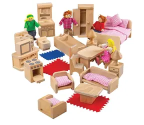 Bigjigs Toys Sada nábytku do domečku a postaviček rodiny / 26 dílků / od 3 let