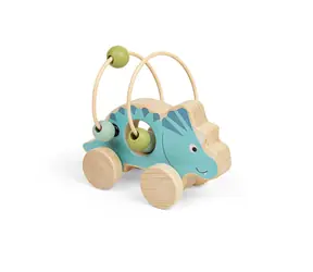 Bigjigs Toys Triceratops na kolečkách s korálkovým labyrintem / od 12 měsíců