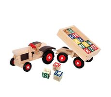 Bino Traktor s gumovými koly a vlečkou ABC / od 3 let