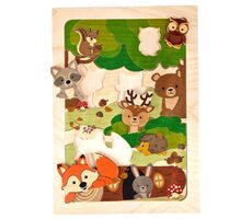 Hess Dřevěné puzzle liška a zvířátka z lesa / od 3 let / 32 dílků