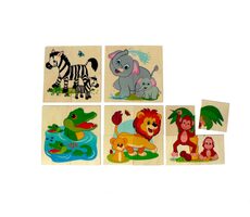 Hess Dřevěné puzzle Zvířata džungle / 20 dílků / od 18 měsíců