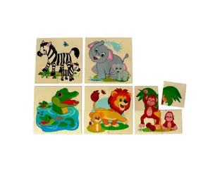 Hess Dřevěné puzzle Zvířata džungle / 20 dílků / od 18 měsíců