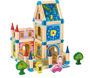 ECOTOYS Dřevěné kostky Domeček / 128 dílků / od 3 let