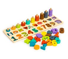 ECOTOYS Dřevěné vkládací počítadlo 3v1 / od 3 let