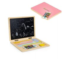 ECOTOYS Dřevěný notebook s magnetickým monitorem - růžová / od 3 let