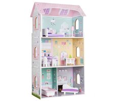 ECOTOYS Třípatrový domeček pro panenky Jahodový / od 3 let