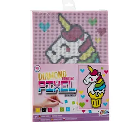 GRAFIX Diamantové malování na rámu Pixel Jednorožec 15x20cm / od 6 let