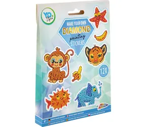 GRAFIX Diamantové malování samolepky Zvířátka 12ks / od 6 let