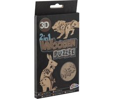 GRAFIX Dřevěné 3D puzzle 2v1 Klokan a lev / od 8 let