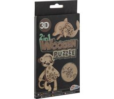 GRAFIX Dřevěné 3D puzzle 2v1 Opice a delfín / od 8 let