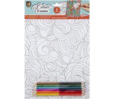 GRAFIX Malování podle čísel s pastelkami Mandaly a vzory / od 7 let