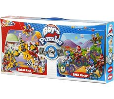 GRAFIX Panoramatické puzzle Závod robotů & Závodníci BMX / 2x45 dílků / od 3 let