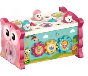 CHIPOLINO Motorická kostka 8v1 Owl růžová / od 18 měsíců