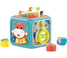 CHIPOLINO Motorická kostka 6v1 Animals modrá / od 18 měsíců
